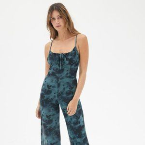 🦋 Women's Urban Outfitters Seana Tie-Dye Mesh Jumpsuit Blue Green